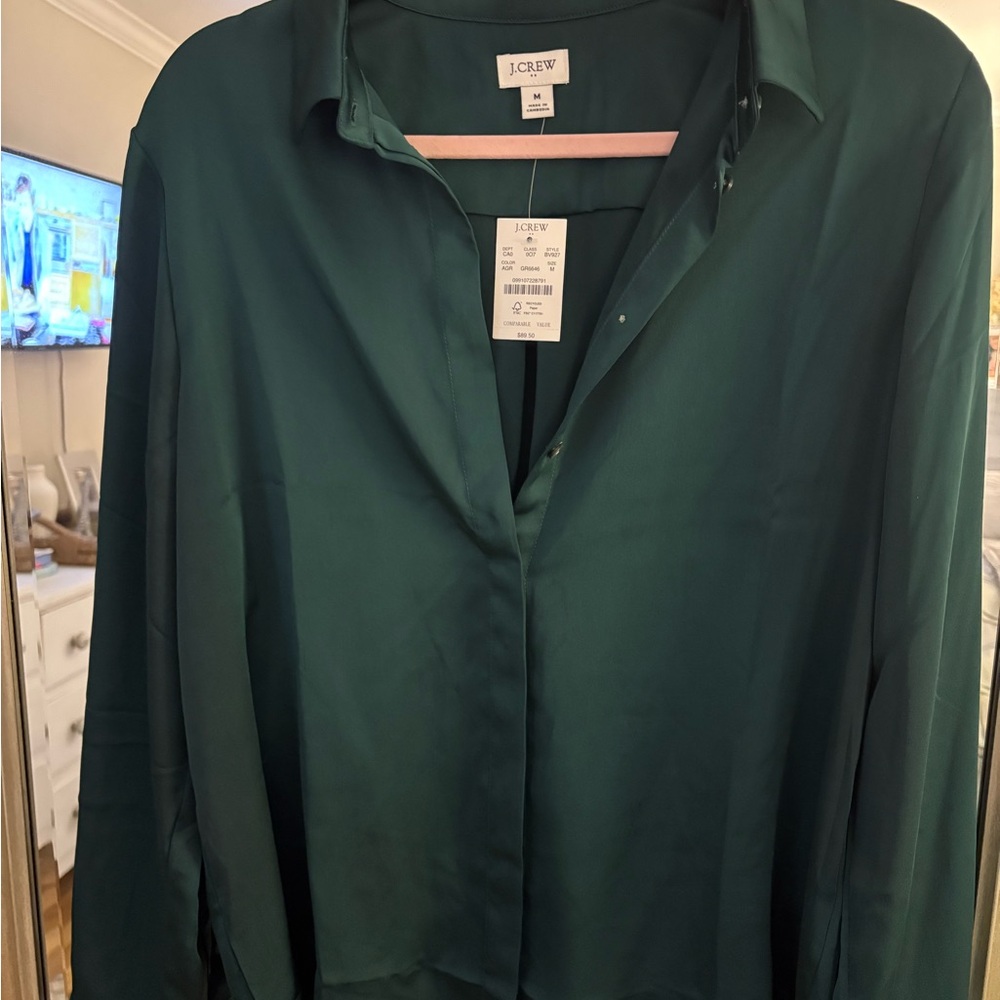 J.Crew Green Polyester Shirt